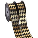 2巻入リ 幅25MM ブラック ひし形柄 サテンリボン ホットスタンピング 片面 ポリエステルリボン 手芸用 縫製用 アクセサリー DIY 手作り ハンドメイド...