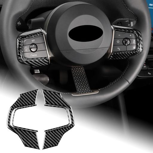AIRSPEEDミニ第3世代F65F66F67U25J01EVJ052024-UP専用アクセサリーカーボンファイバー内装カスタムパーツカーステアリングホイールボタントリムステッカーガーニッシュカッコいいドレスアップ