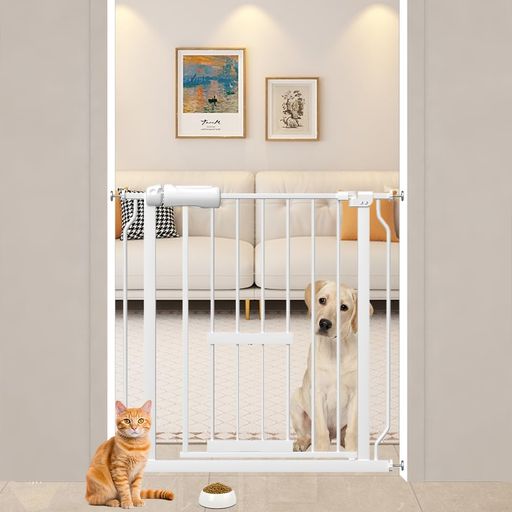 エルフ ベビー(FAIRY BABY)ベビーゲート ペットドア付き 猫ドア付き ペットゲート 犬 猫 ゲート 猫用ゲート 階段上 犬すり抜け防止 突っ張り式 高さ78CM 扉開閉式 穴開け不要 赤ちゃんゲート ビデオ付き 二重ロック 拡張フレーム付き