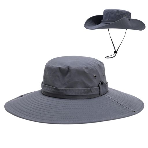 [SOXBANG] フィッシング 帽子 UVカット 紫外線対策 つば広 あご紐 折りたたみ 日除け帽子 吸汗速乾 帽子 園芸 農作業 アウトドア レディース メンズ 12CMつば広 (グレー)