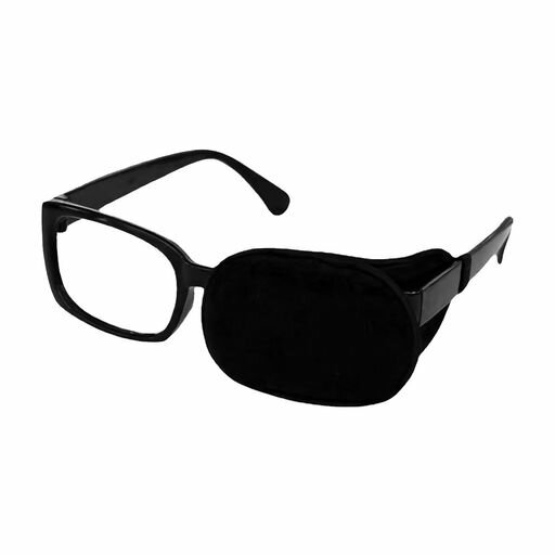 DFSUCCES メガネ用 眼帯 メガネ カバー オシャレ シルク 目を守る 視力矯正 斜視 アイパッチ 片目眼帯 両目兼用 大人と子供用 ブラック