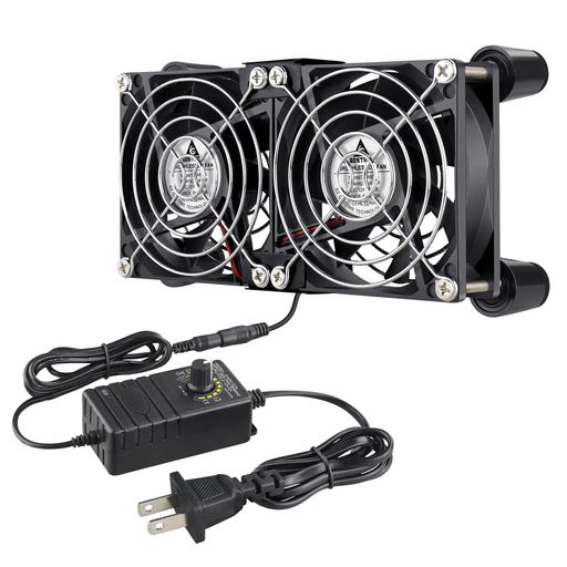 GDSTIME2X80MMX25MM換気扇、DC12V電源2連ファン、AC100V~240Vスピードコントローラー、キャビネットシャーシ、サーバーワークステーション冷却ファン