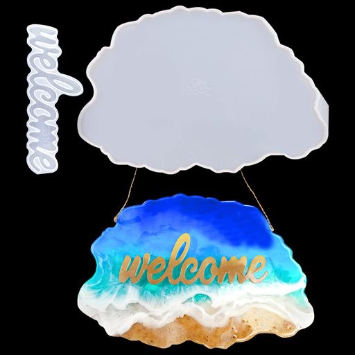 KYEEADIY 英字WELCOMEの型 シリコンモールド 雲の形 看板型 アルファベット 英字 エポキシ 樹脂 UVレジ..