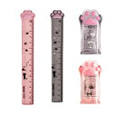 COOLLOODA 定規 15CM 猫の肉球 鉛筆削り 【4点セット】 かわいい プラスチック 学生 文房具 オフィス 測量用品 猫の足鉛筆削り 手動 ミニ 携...