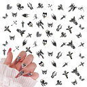 ネイルパーツ パンク 120個セット 3D 立体 レトロパンク クロス 天使 ハート コウモリ 頭蓋骨 ネイルアートチャーム ハロウィン ネイル デコレーション...