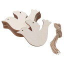 20個入り ピース鳩 未完成木製切り抜き 鳥型木製オーナメント 吊り下げ穴&麻ロープ付き DIYアートクラフト ギフトタグ ホームパーティー装飾