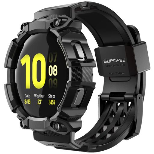 SUPCASEGALAXYWATCH5PRO45MM2022保護カバー交換用バンド衝撃吸収バンドとケース一体頑丈時計バンドブラックUBPROシリーズ