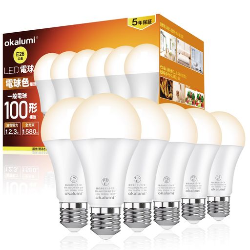 OKALUMI LEDŵ E26 ŵ忧(2700K) 100W 1580롼 (12.3W) ⵱  ̩Ĵ...