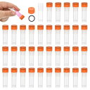 PATIKIL1mLプラスチック試験管36個凍結試験管グラデュエートビアルコンテナストレージねじキャップラボ実験室科学用オレンジクリア
