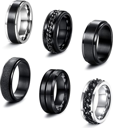JERYWE 6個セット 指輪 メンズ リング ファッション リング ステンレス リング ステンレス ラップチェーンリング ピンキーリング 不安やストレス 解消 (28) JERYWE 6個セット 指輪 メンズ リング ファッション リング ステンレス リング ステンレス ラップチェーンリング ピンキーリング 不安やストレス 解消 (28)