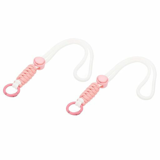 [PATIKIL]パラコードストラップキーチェーン2個携帯電話キーチェーンロープリストストラップ編み込みストラップスプリングリング付きキー吊り下げ用ピンクホワイト