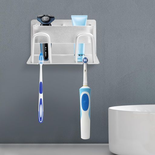 歯ブラシホルダー 電動歯ブラシスタンド歯ブラシホルダー 歯ブラシスタンド 壁掛 歯ブラシ立て 電動歯ブラシホルダー チューブスタンド ハミガキ 一括収納 多機能 バスルーム 浴室収納 多機能 穴あけ不要 うがいコップ トイレタリー収納