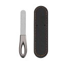 IAKTD 爪ヤスリ ステンレス 砂メッキ爪磨き器 ネイルポリッシュ 爪切り型 金剛砂両面爪ヤスリ 革ケース付き キーホルダー付き 男女兼用 プロ用(グレー爪ヤ...