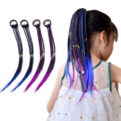 COOLLOODA ヘアエクステ 三つ編み【4本】 編み込み ハロウィン コスチューム キッズ ダンス イベント グラデーションカラーエクステ キッ エクステンション ヘアエクステ
