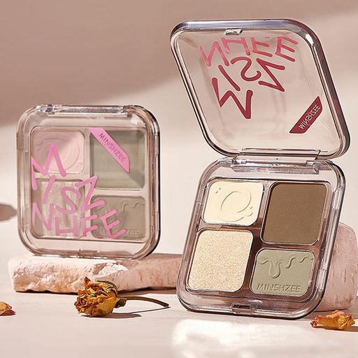 MINSHZEE4色パレットシェーディングマットハイライトシェーディングノーズシャドウ鼻影陰影多目的パレット小顔3D立体感(01ウォームトーンONESIZE)