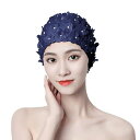 スイムキャップ レディース 水中練習 プール 水泳帽子 大人 女性用 クリスタル刺繍 花柄帽子 耳まで ロングヘア スイミングキャップ 締め付けない 温泉 スパ...