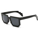 トレンディなサングラス小型サングラスモザイクメンズ女性のピクセルメガネノベルティギフト 709 (LENSES COLOR : BLACK SIZE : ONE...