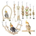 9点セット インコ おもちゃ バードトイ 鳥のおもちゃ 吊り下げ 鳥 鳥の遊び場 止まり木 原木 噛む玩具 ペットのタラップ橋 鈴付きオウムブランコ オウム生息...