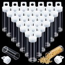 PHPANDAHALL30本セットプラスチックボトル円柱透明ビーズ保存容器小分け丸ケース円筒小瓶蓋付き小物入れ容器ビーズ石、砂、ドライフラワーサンプル保存10M...