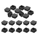PATIKIL30x30mmプラスチックチューブエンドキャップ20個角穴プラグインサート角型鉄パイプ椅子脚テーブル本棚パティオ家具用黒