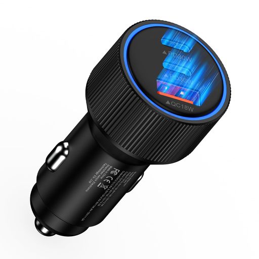 78WUSBシガーソケットtype-cカーチャージャー3ポート急速充電器【PD30W+PD30W+QC18W】しがーソケット車充電器カーチャージャーコンパクト耐久性12~24V車対応ソケット急速充電器iPhone