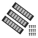 PATIKIL12x3.2”ドアエアベントカバー3個アルミグリルベンチレーションカバールーバー付き取り付け用ネジ付きキャビネットワードローブドア用黒