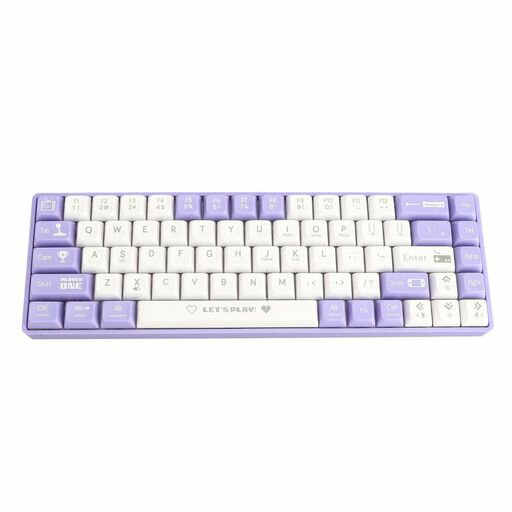 65%キーボード、ゲーミングキーボード65%68キー有線メカニカルゲーミングキーボードホットスワップ可能ダイナミックバックライトレッドスイッチメカニカルキーボード、タイプCデバイス用(紫と白)