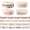 BEADTHOVEN リボン 4巻セット 幅15~16MM カーキ ラベルリボン 縫製用 タグ 英文柄 HANDMADE カートゥーン プリント タグリボン 布...