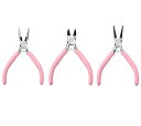 手芸用 ニッパー ペンチ 3点セット 平ヤットコ 丸ヤットコ ニッパー ハンドメイド 工具 手作り アクセサリー 道具 ビーズ 製作 クラフト DIY 女性サイズ(3)