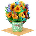 KESOTE ポップアップカード 花 立体カード メッセージカード 花かご ひまわり 紫陽花 春カード 卒業カード 飛び出す グリーティングカード バレンタイン...