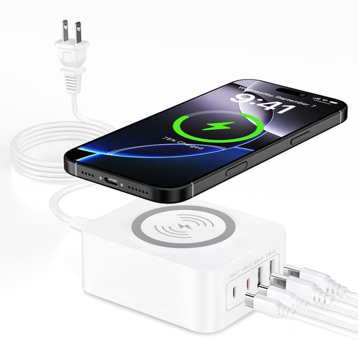 USB󥻥USBŴ4ݡȥ磻쥹դ60WPDŴ勵cŴPD30W&QC3.0б/5Ʊ/...