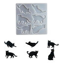 猫 シリコンモールド 6種類 ねこ UVレジン シリコン型 ペンダント ネックレス イヤリング ピアス キーホルダー 抜き型 ソフトモールド 人気 DIY手作り...