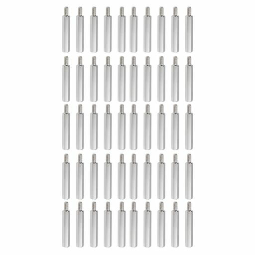 YOKIVE50個M3スタンドオフネジニッケルメッキ六角PCBスタンドオフ高さを一定に保ちマザーボードに最適シルバートーン25mm+6mm