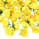 PATIKIL1.18インチミニ人工バラ花ヘッド100個シルクバラ花束フェイクフラワーDIYウェディングブライダルシャワー誕生日ホームデコレーションパーティー装飾イエロー