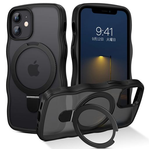 VENINGOiPhone12miniケース可愛ウェーブの形状【スタンド機能!MagSafe対応】縦横両対応リングマグネット搭載米軍耐衝撃ワイアレス充電対応黄変防止いPhone12mini携帯ケース滑り止め半透明マット感 VENINGOiPhone12miniケース可愛ウェーブの形状【スタンド機能!MagSafe対応】縦横両対応リングマグネット搭載米軍耐衝撃ワイアレス充電対応黄変防止いPhone12mini携帯ケース滑り止め半透明マット感