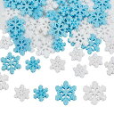 SUNNYCLUE 80個2種 クリスマス アクリルカボション 雪花 カボション 雪の華 デコパーツ 雪の結晶 雪だるま チャーム ゆき パーツ 雪 冬 ベル ...