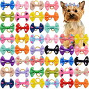 犬ヘアゴムリボン48個セット可愛い蝶結びカラフルヘアアクセサリー髪飾り猫犬用小動物用ペット用品ランダム色(スポット)