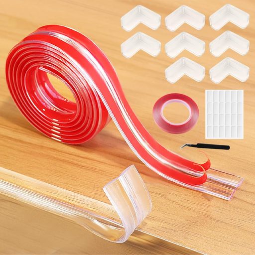 コーナーガード 透明 コーナークッション 【6M+8個L型 コーナーガード】 PVC 衝撃吸収 赤ちゃ 角ガード 保護 ケガ防止 超強力接着剤 保育園 安全対策 家具の角を保護 強力両面テープ付き ピンセット付き 取り付け簡単 取り外し可能 無害 安全