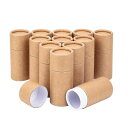 BENECREAT 12本30ML木の色クラフト紙筒 クラフト丸筒 蓋つき 色鉛筆ボックス 印鑑収納 茶筒 コーヒー豆 ギフト包装 収納容器 包装用