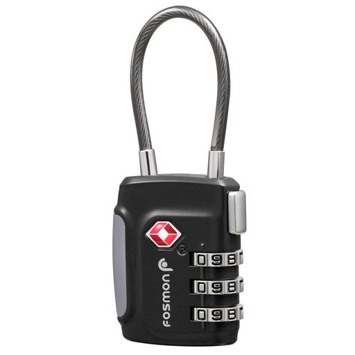 FOSMON TSA APPROVED CABLE LUGGAGE LOCKS (1 PACK) RE-SETTABLE EASY TO READ 3 DIGIT COMBINATION WITH ALLOY BODY AND RELEASE