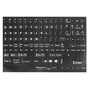 PATIKIL 英語キーボードステッカー ノートブックデスクトップコンピュータ用のユニバーサルキーボード交換カバー スタイル4 黒地白文字(2)
