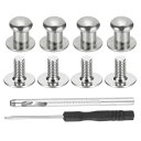 PATIKIL 洋服用8X7X6MM 30セット メタルボタン パンチ&ドライバースクリューキット フラットヘッドリベットスクリュー DIYレザーバ レルスタッ...