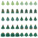 PHPANDAHALL50個10種クリスマスデコパーツカボションクリスマスツリー樹樹脂製レジンカボションブローチヘアゴムヘアピンパーツブローチレジン封入飾りミニ...