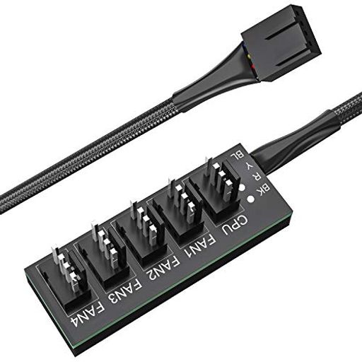 ファンケーブル分岐PWM1-5分岐3ピンと4ピンのファン対応45cmwuerninePCケース冷却ファンクーラーファン増設用編組ケーブル
