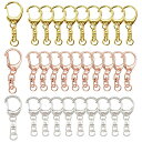 YFFSFDCキーホルダー金具3色30個入り回転カン付きハンドメイドキーリングアクセサリーDIY手芸用品パーツゴールドシルバーローズゴールド