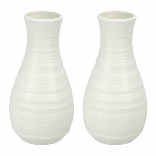 PATIKIL花瓶2個入りプラスチックの花瓶花用セラミックルックテーブルセンターピースホームルームの装飾用ホワイト