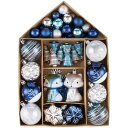 VALERY MADELYN クリスマス オーナメント 70個セット クリスマス ボール ロップ付き シルバー ブルー 銀青色 北欧風 ツリーオーナメント ツリ...