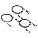 PATIKIL 荷物ロックワイヤー スチールコード スチールワイヤー 2.5MM X 1.5M 3本 コーティング ダブルループ付き グレー
