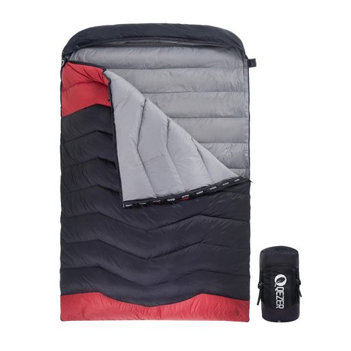 QEZERダブル寝袋、30-54°F/-1-12°C、大型寝袋、リュック、キャンプ、ハイキングに適している