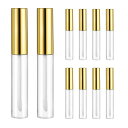 KESYOO リップグロスチューブ リップクリームチューブ 口紅チューブ リップ容器 10ML 透明 DIY 空チューブ リップグロス容器(ゴールド・10本セッ...